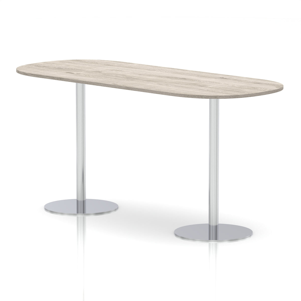 Italia Boardroom Table Silver Leg Grey Oak 2400 1145mm - Industrious Decor