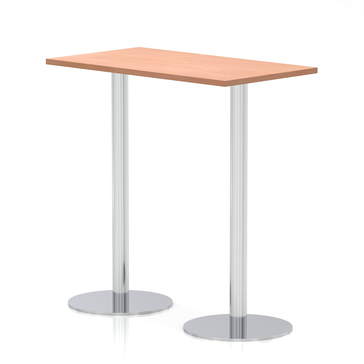 Arlo Slimline Rectangular Poseur Table – Silver Base Beech 1200 1145mm - Industrious Decor