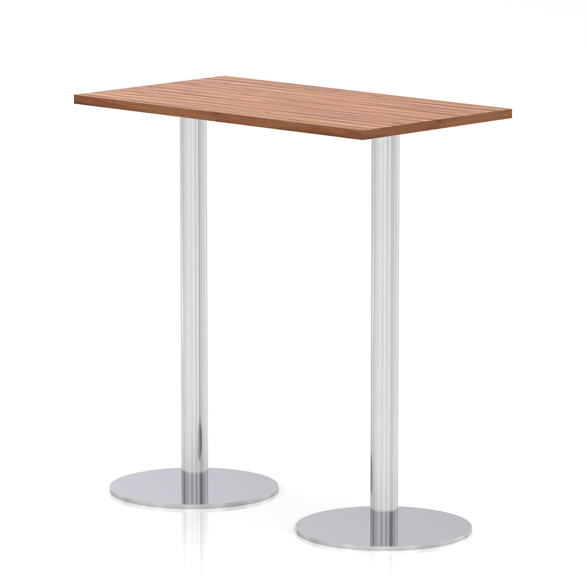 Arlo Slimline Rectangular Poseur Table – Silver Base Walnut 1200 1145mm - Industrious Decor