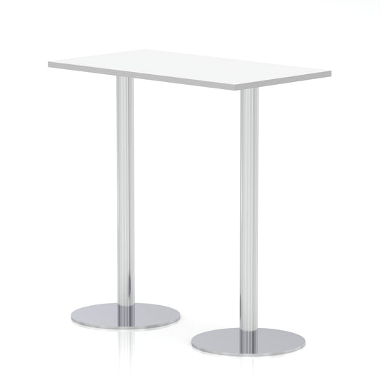 Arlo Slimline Rectangular Poseur Table – Silver Base White 1200 1145mm - Industrious Decor