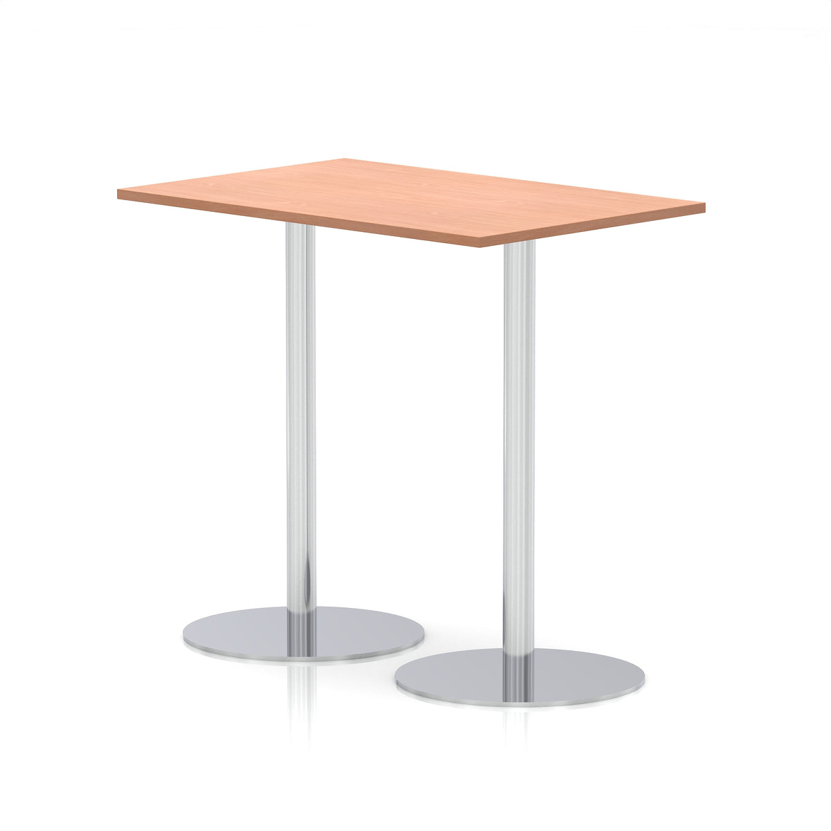 Arlo Rectangular Poseur Table – Silver Base Beech 1200 1145mm - Industrious Decor