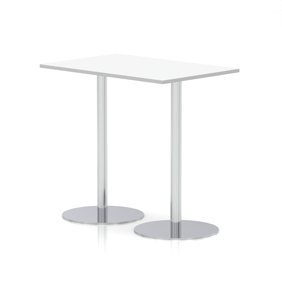 Arlo Rectangular Poseur Table – Silver Base White 1200 1145mm - Industrious Decor
