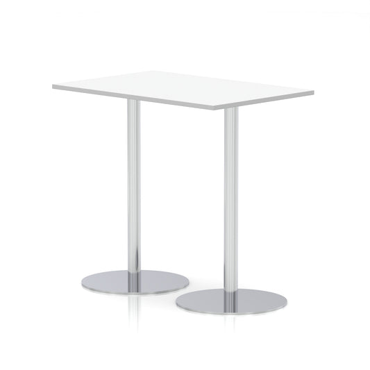 Arlo Rectangular Poseur Table – Silver Base White 1200 1145mm - Industrious Decor