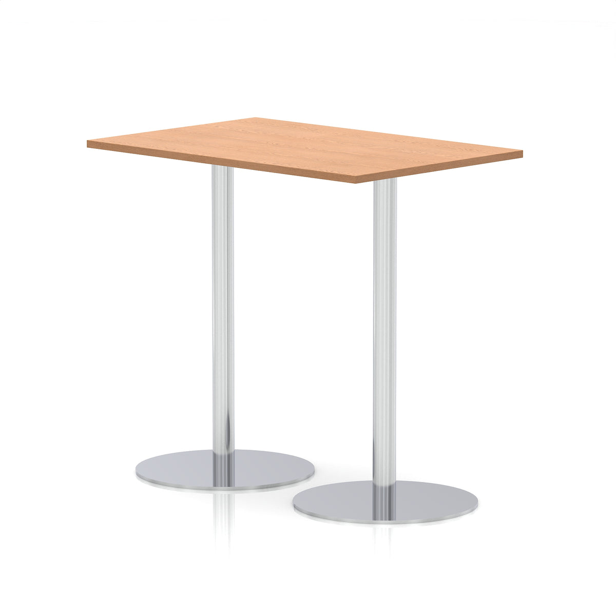 Arlo Rectangular Poseur Table – Silver Base Oak 1200 1145mm - Industrious Decor