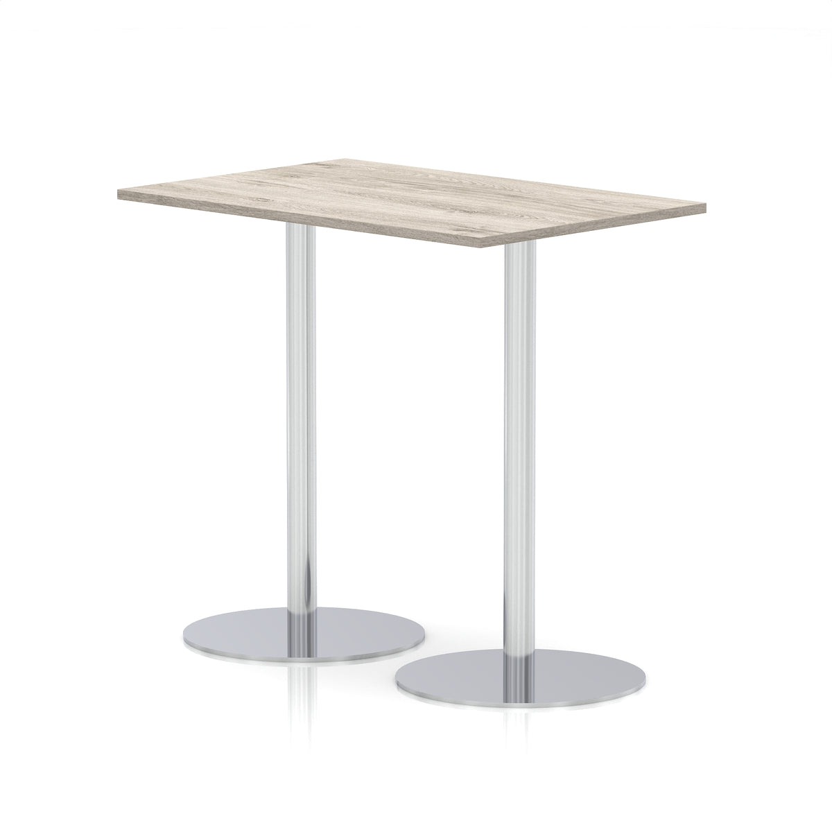 Arlo Rectangular Poseur Table – Silver Base Grey Oak 1200 1145mm - Industrious Decor