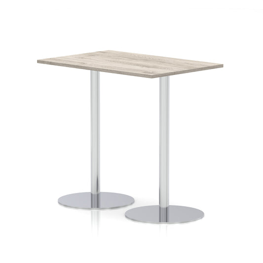 Arlo Rectangular Poseur Table – Silver Base Grey Oak 1200 1145mm - Industrious Decor