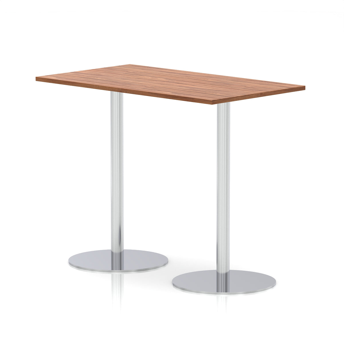 Arlo Rectangular Poseur Table – Silver Base Walnut 1400 1145mm - Industrious Decor