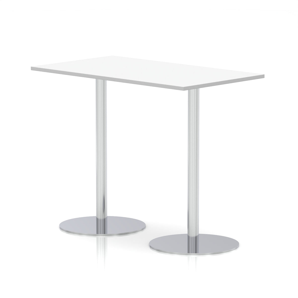 Arlo Rectangular Poseur Table – Silver Base White 1400 1145mm - Industrious Decor