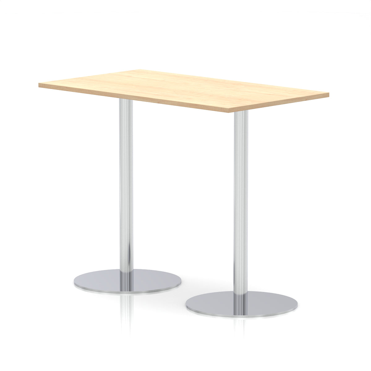 Arlo Rectangular Poseur Table – Silver Base Maple 1400 1145mm - Industrious Decor