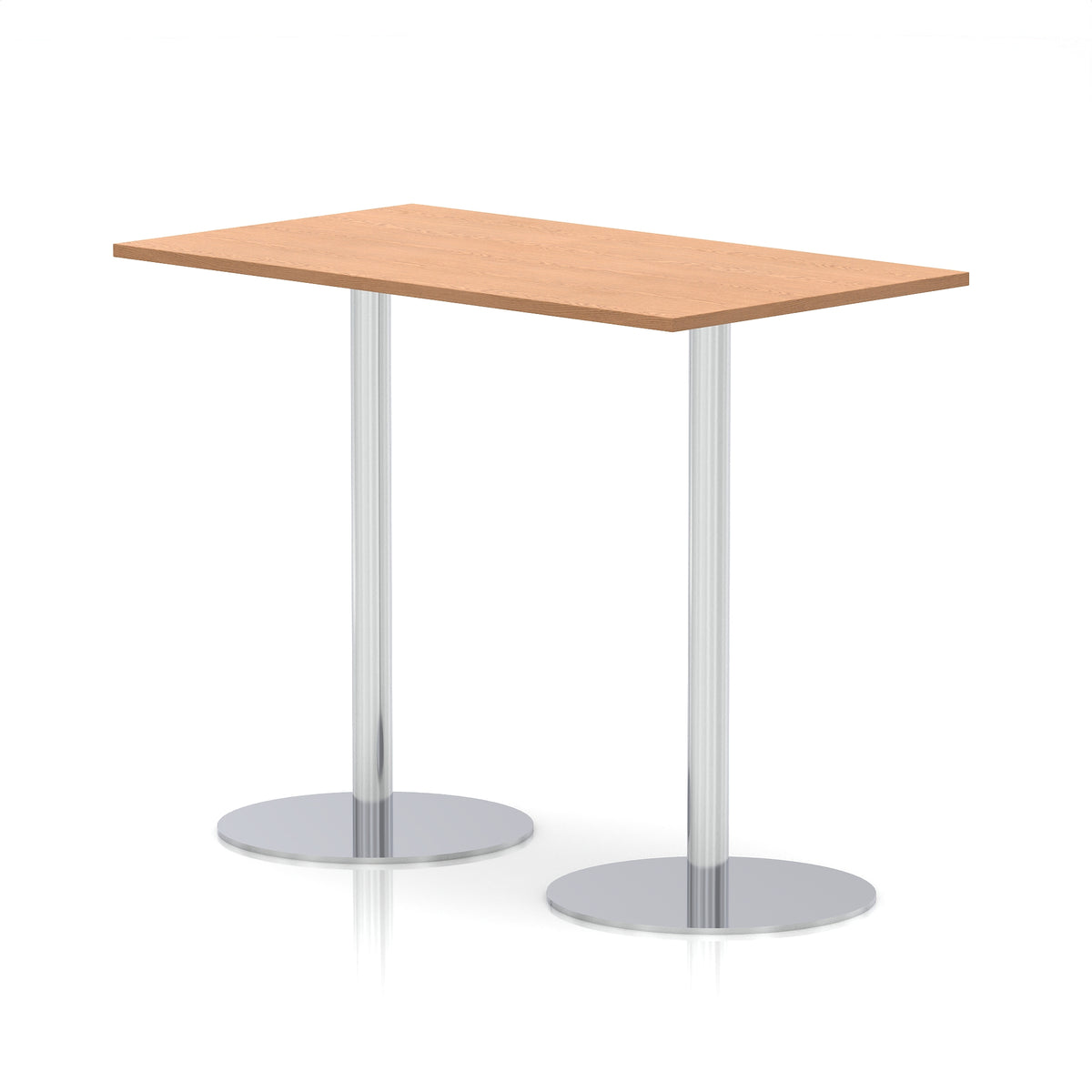 Arlo Rectangular Poseur Table – Silver Base Oak 1400 1145mm - Industrious Decor