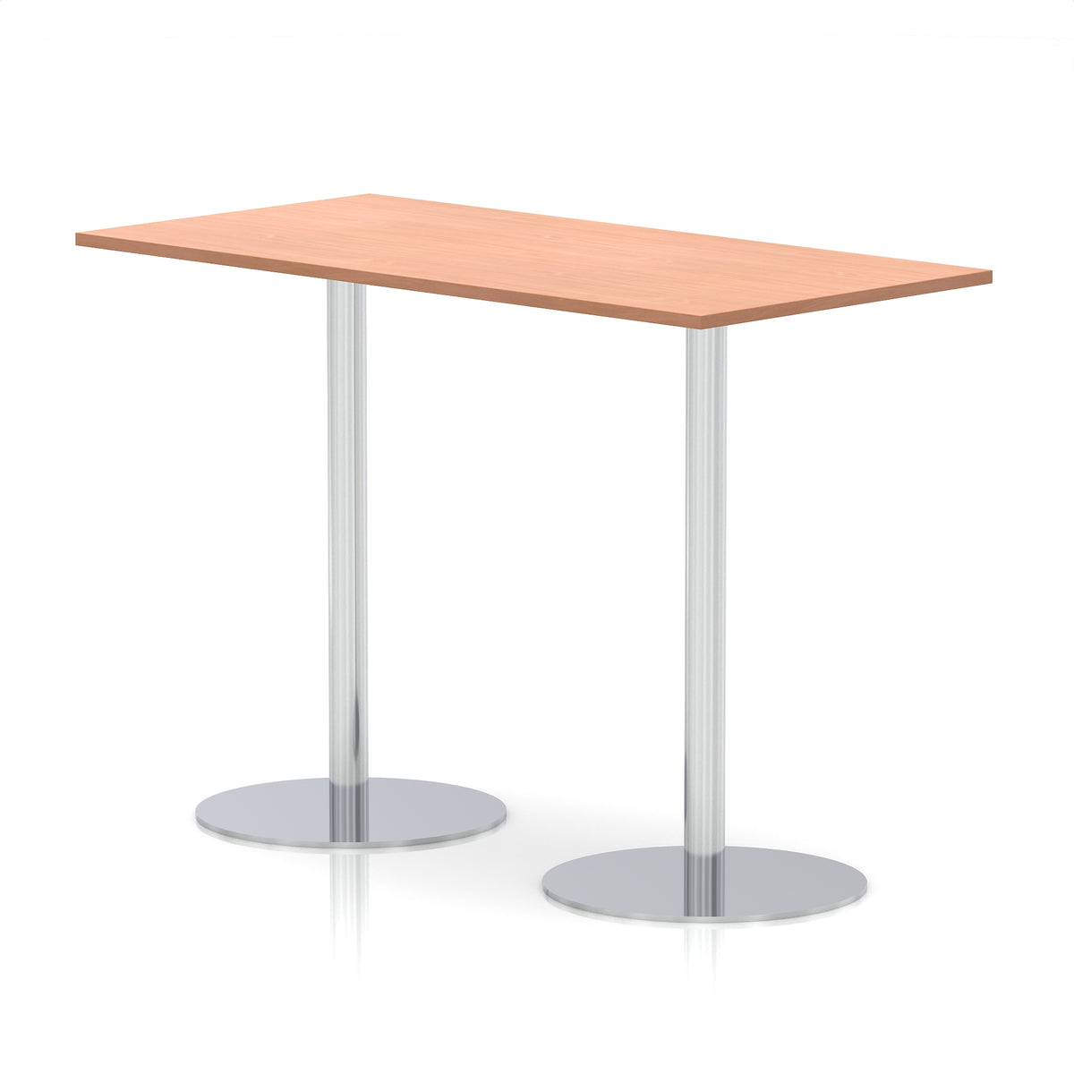 Arlo Rectangular Poseur Table – Silver Base Beech 1600 1145mm - Industrious Decor