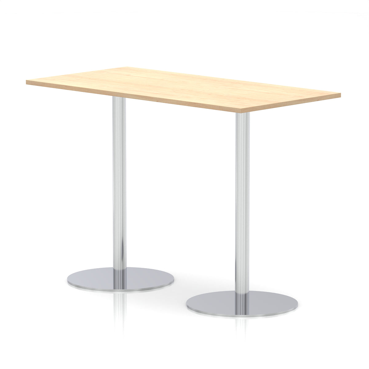 Arlo Rectangular Poseur Table – Silver Base Maple 1600 1145mm - Industrious Decor