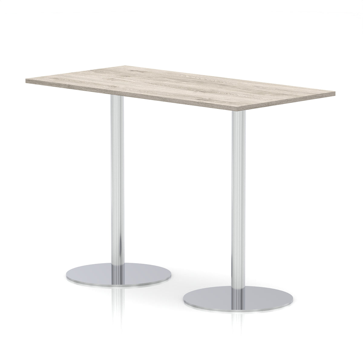 Arlo Rectangular Poseur Table – Silver Base Grey Oak 1600 1145mm - Industrious Decor