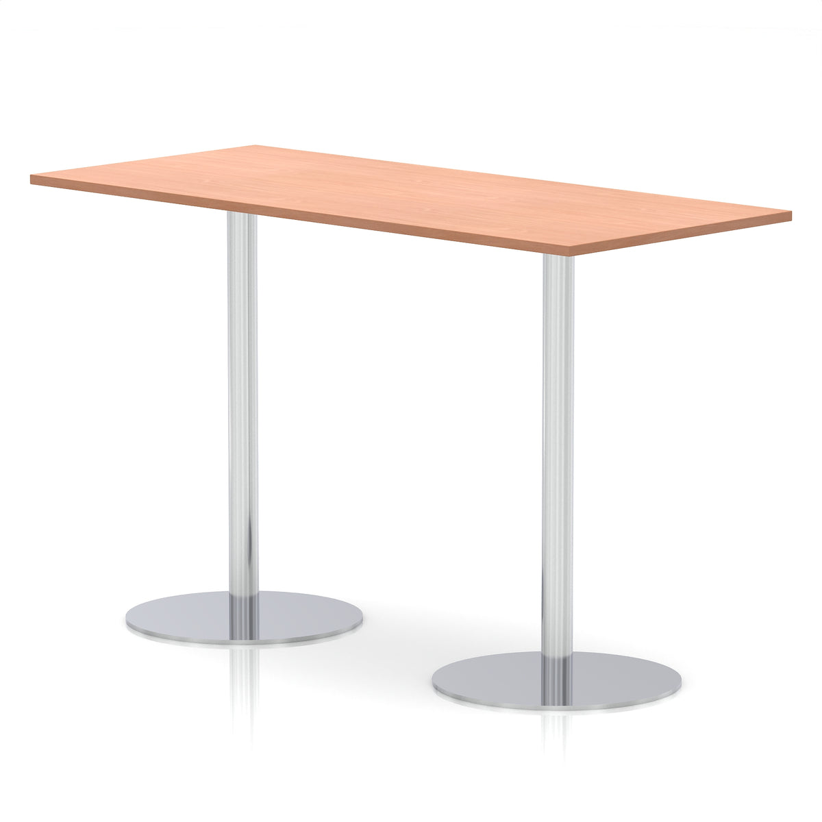 Arlo Rectangular Poseur Table – Silver Base Beech 1800 1145mm - Industrious Decor