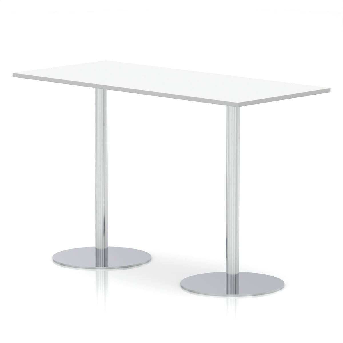 Arlo Rectangular Poseur Table – Silver Base White 1800 1145mm - Industrious Decor