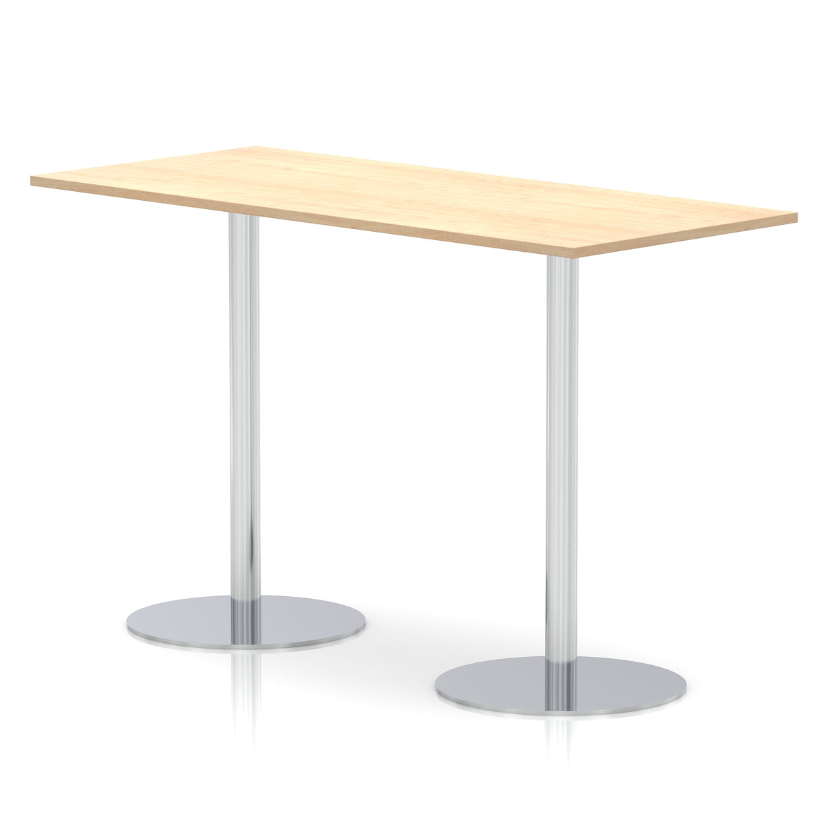 Arlo Rectangular Poseur Table – Silver Base Maple 1800 1145mm - Industrious Decor