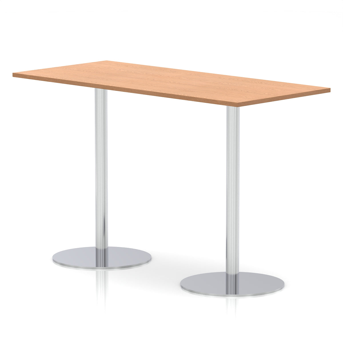 Arlo Rectangular Poseur Table – Silver Base Oak 1800 1145mm - Industrious Decor
