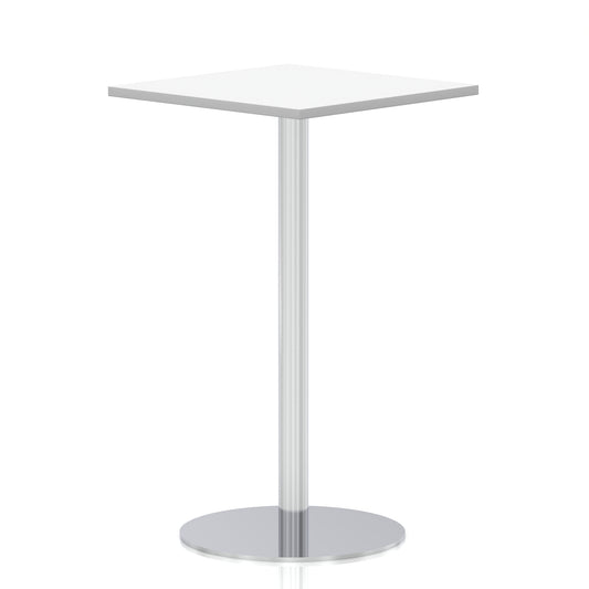 Arlo Square Poseur Table – Silver Base White 800 1145mm - Industrious Decor