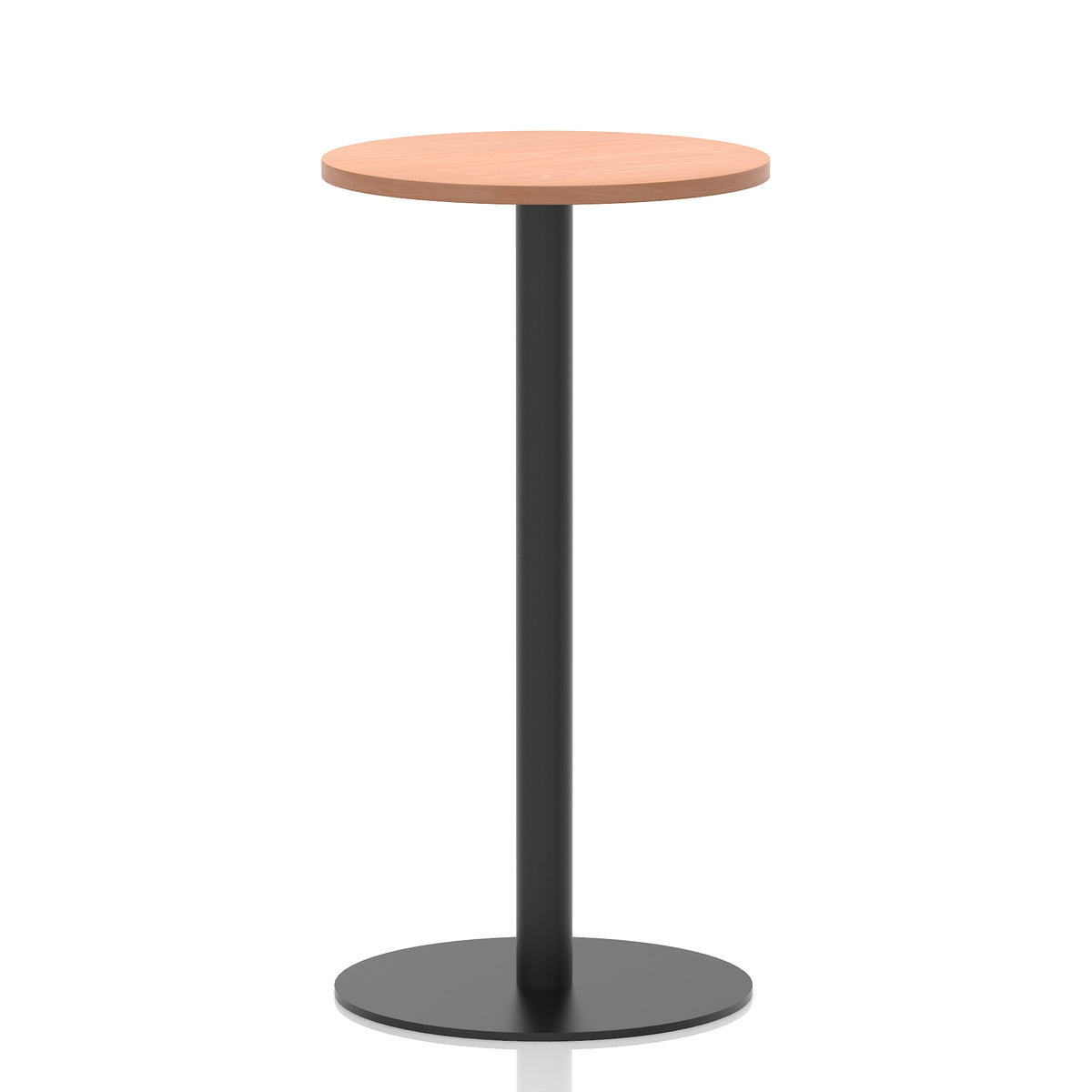 Tavren Round Poseur Table – Black Base Beech 600 1145mm - Industrious Decor