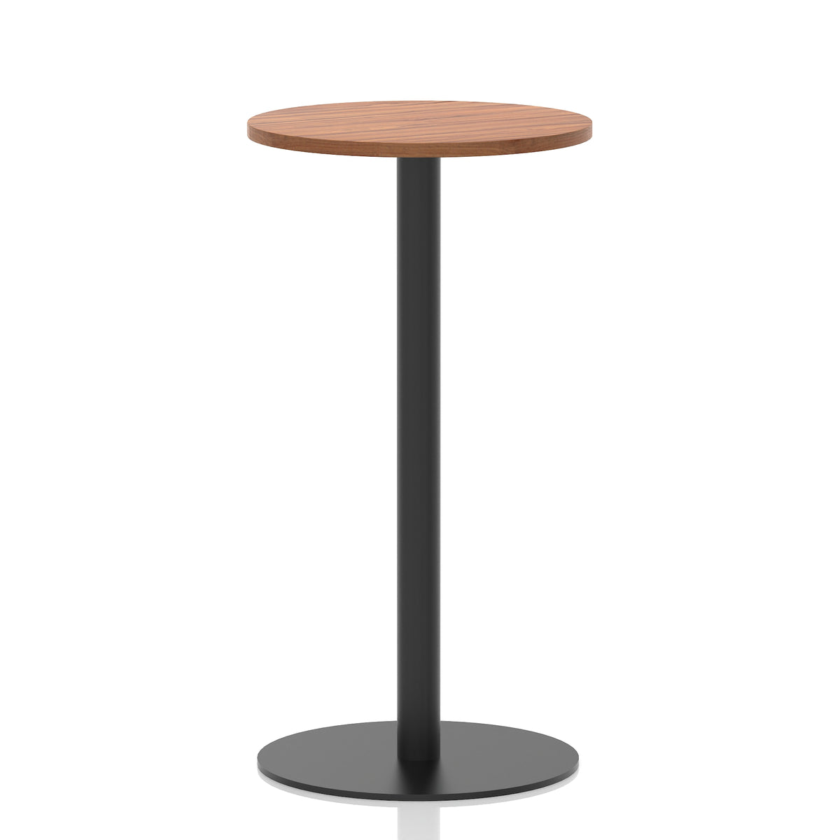 Tavren Round Poseur Table – Black Base Walnut 600 1145mm - Industrious Decor