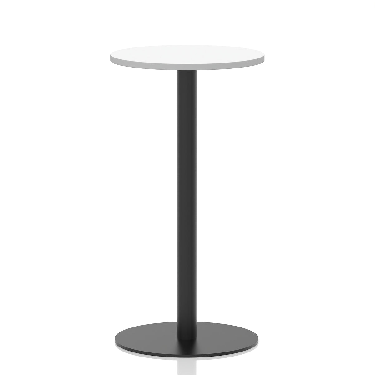 Tavren Round Poseur Table – Black Base White 600 1145mm - Industrious Decor