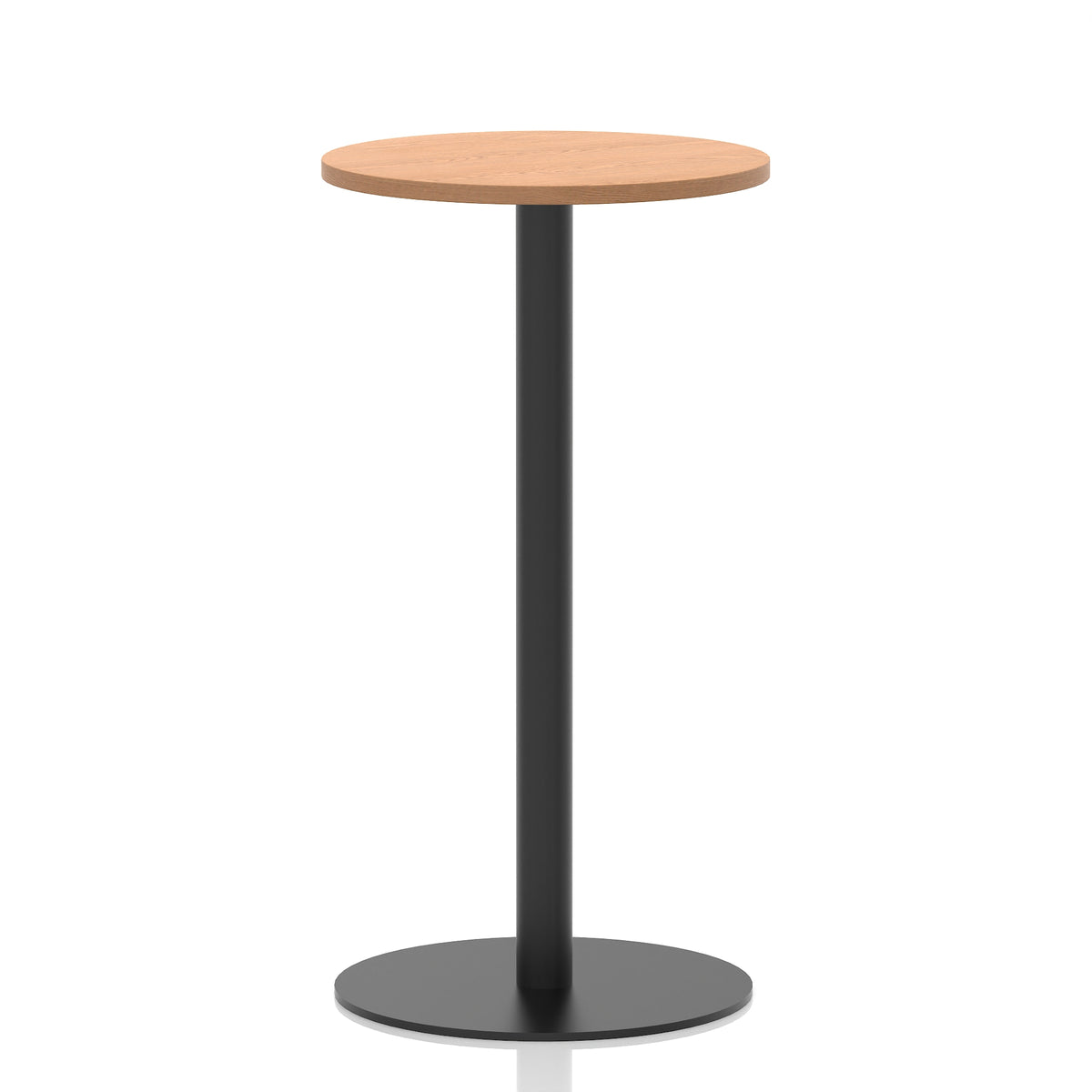 Tavren Round Poseur Table – Black Base Oak 600 1145mm - Industrious Decor