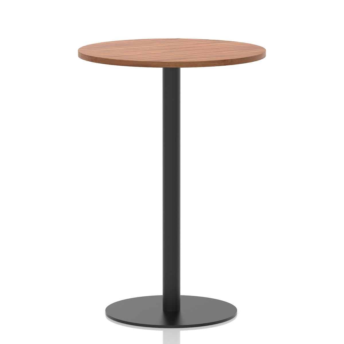 Tavren Round Poseur Table – Black Base Walnut 800 1145mm - Industrious Decor