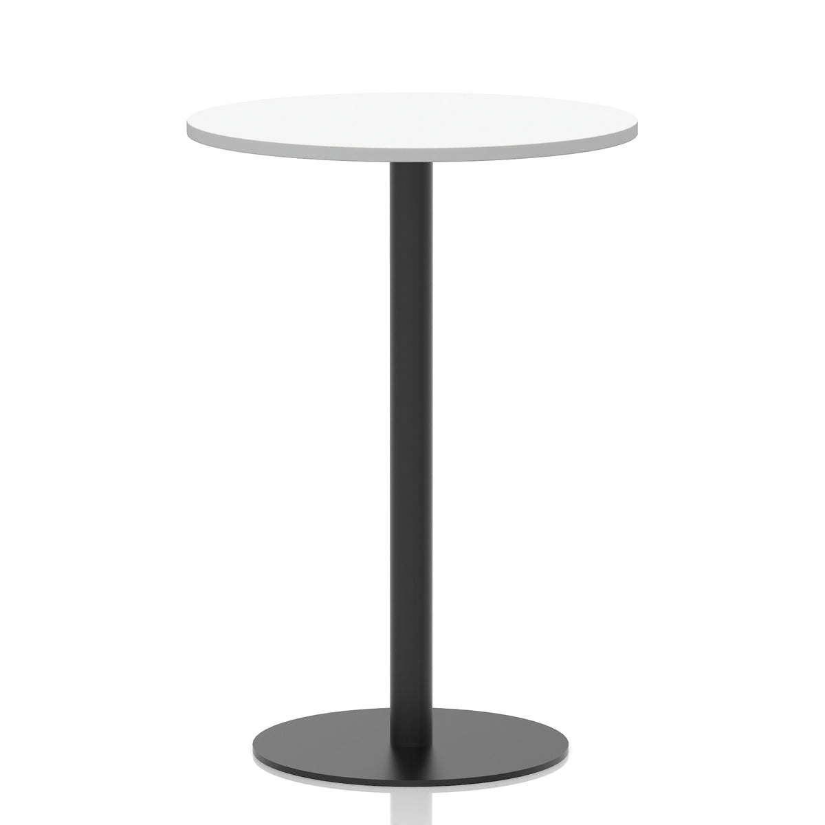 Tavren Round Poseur Table – Black Base White 800 1145mm - Industrious Decor