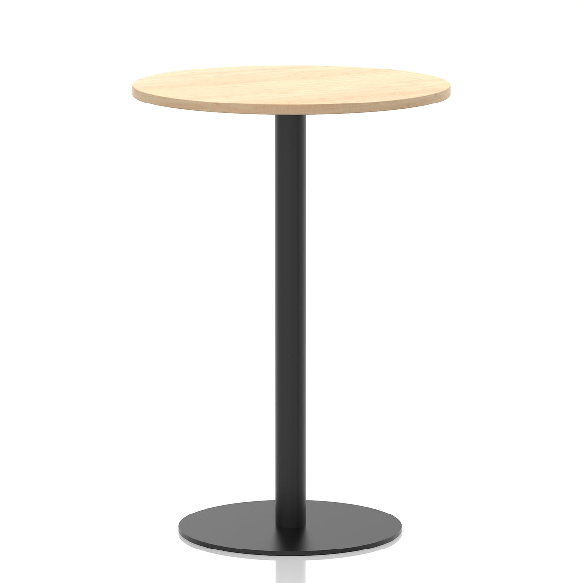 Tavren Round Poseur Table – Black Base Maple 800 1145mm - Industrious Decor