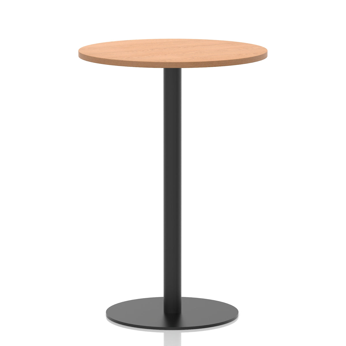 Tavren Round Poseur Table – Black Base Oak 800 1145mm - Industrious Decor