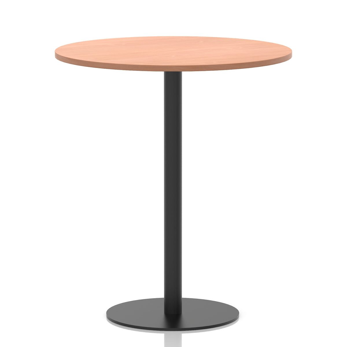 Tavren Round Poseur Table – Black Base Beech 1000 1145mm - Industrious Decor