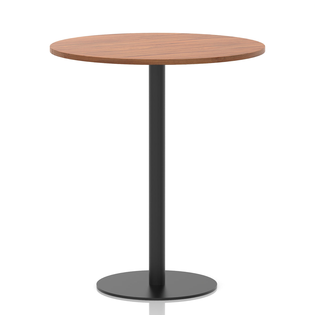 Tavren Round Poseur Table – Black Base Walnut 1000 1145mm - Industrious Decor