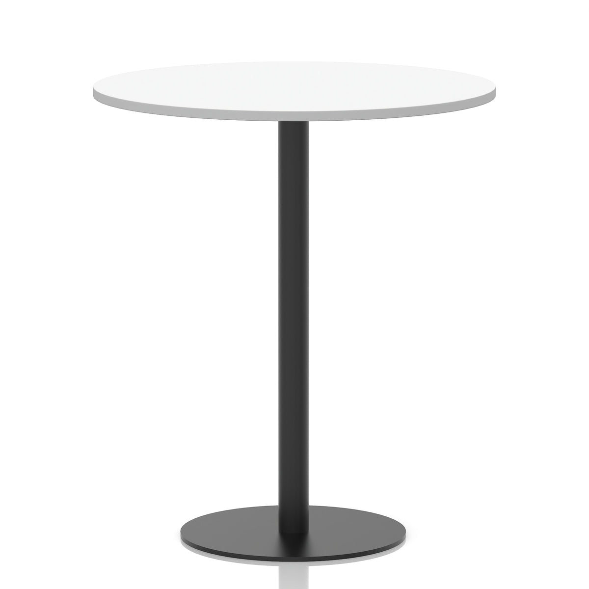 Tavren Round Poseur Table – Black Base White 1000 1145mm - Industrious Decor
