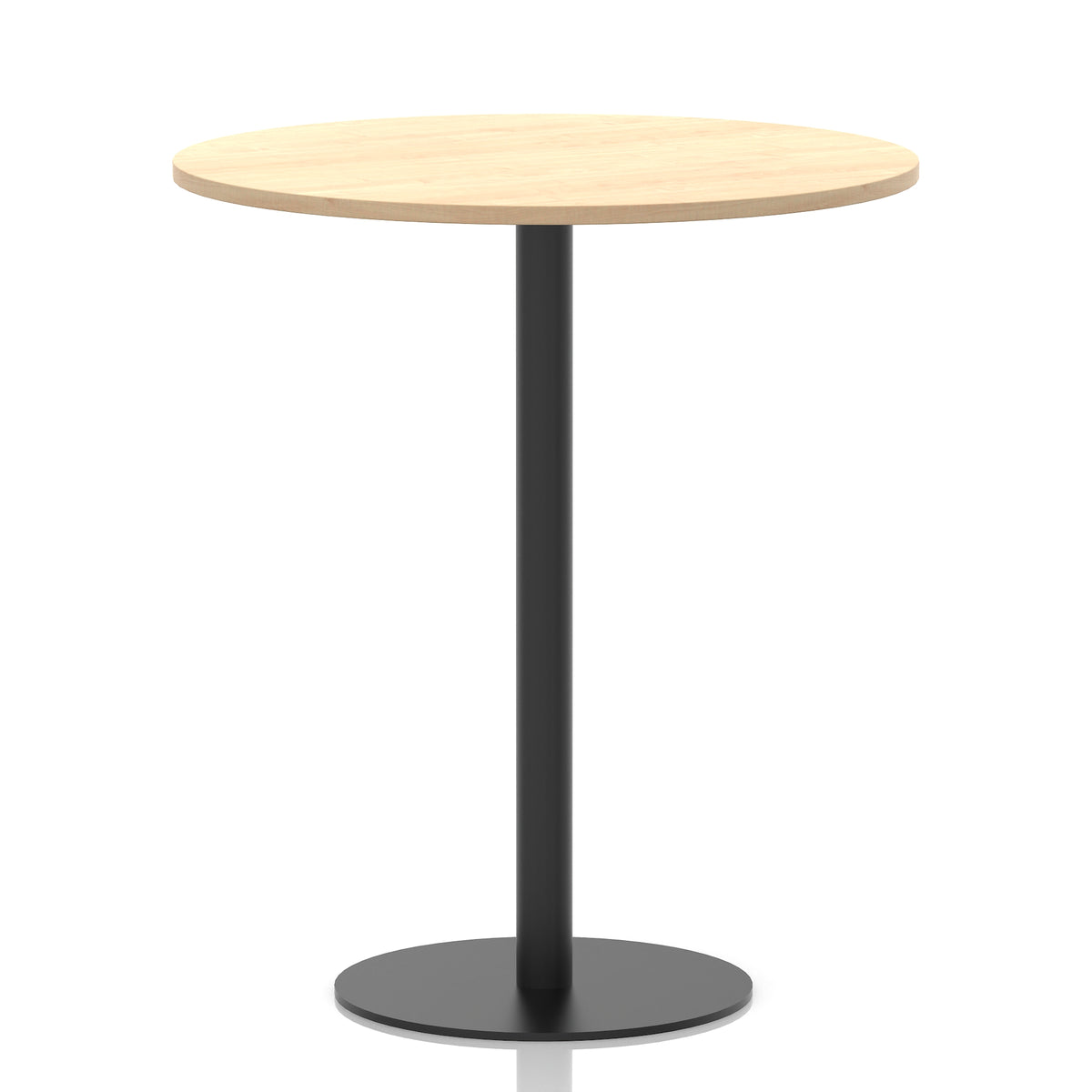 Tavren Round Poseur Table – Black Base Maple 1000 1145mm - Industrious Decor