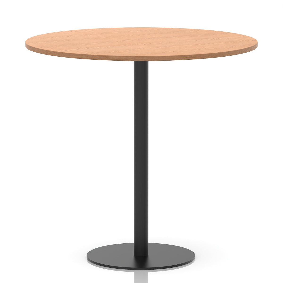 Tavren Round Poseur Table – Black Base Oak 1200 1145mm - Industrious Decor