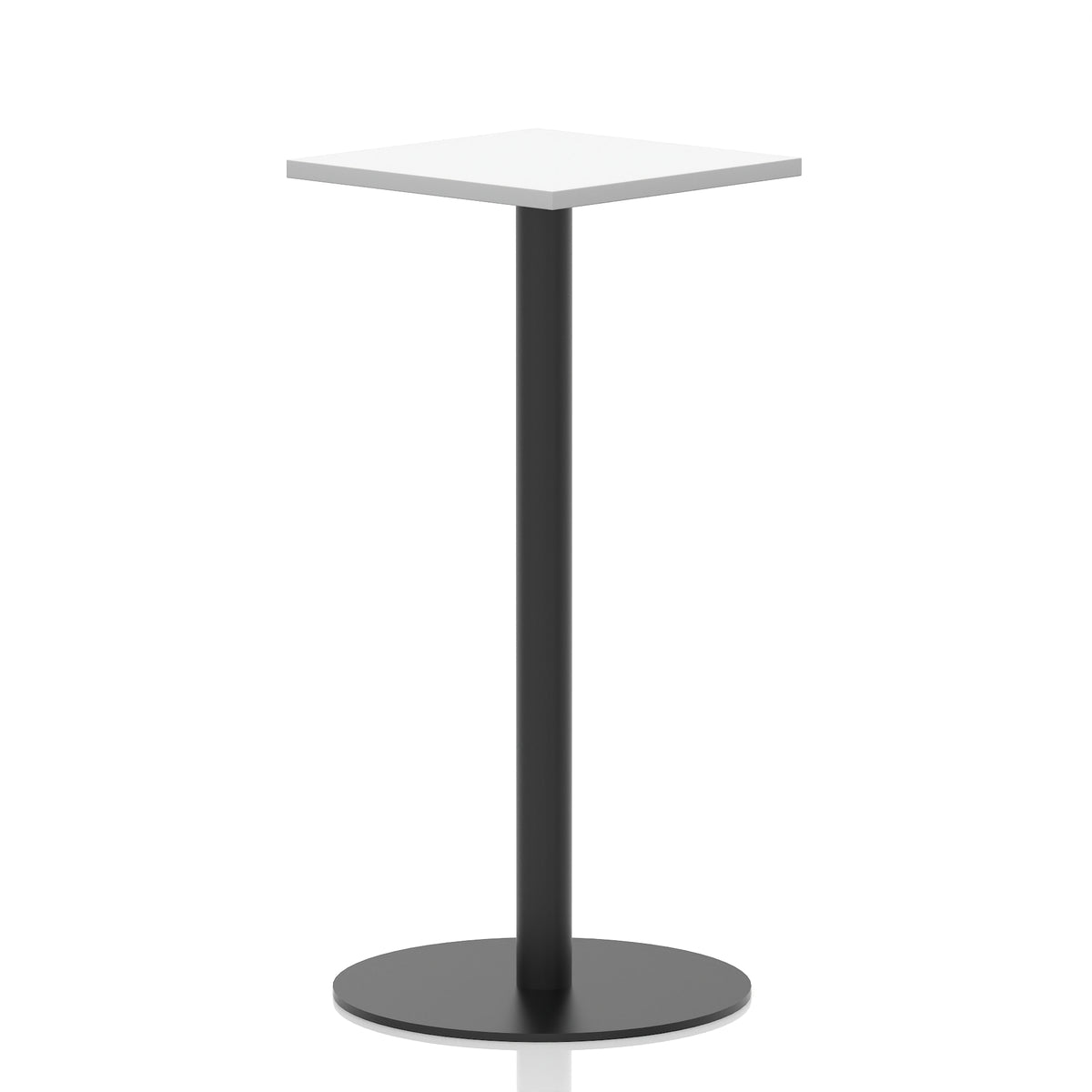 Arlo Square Poseur Table – Black Base White 600 1145mm - Industrious Decor