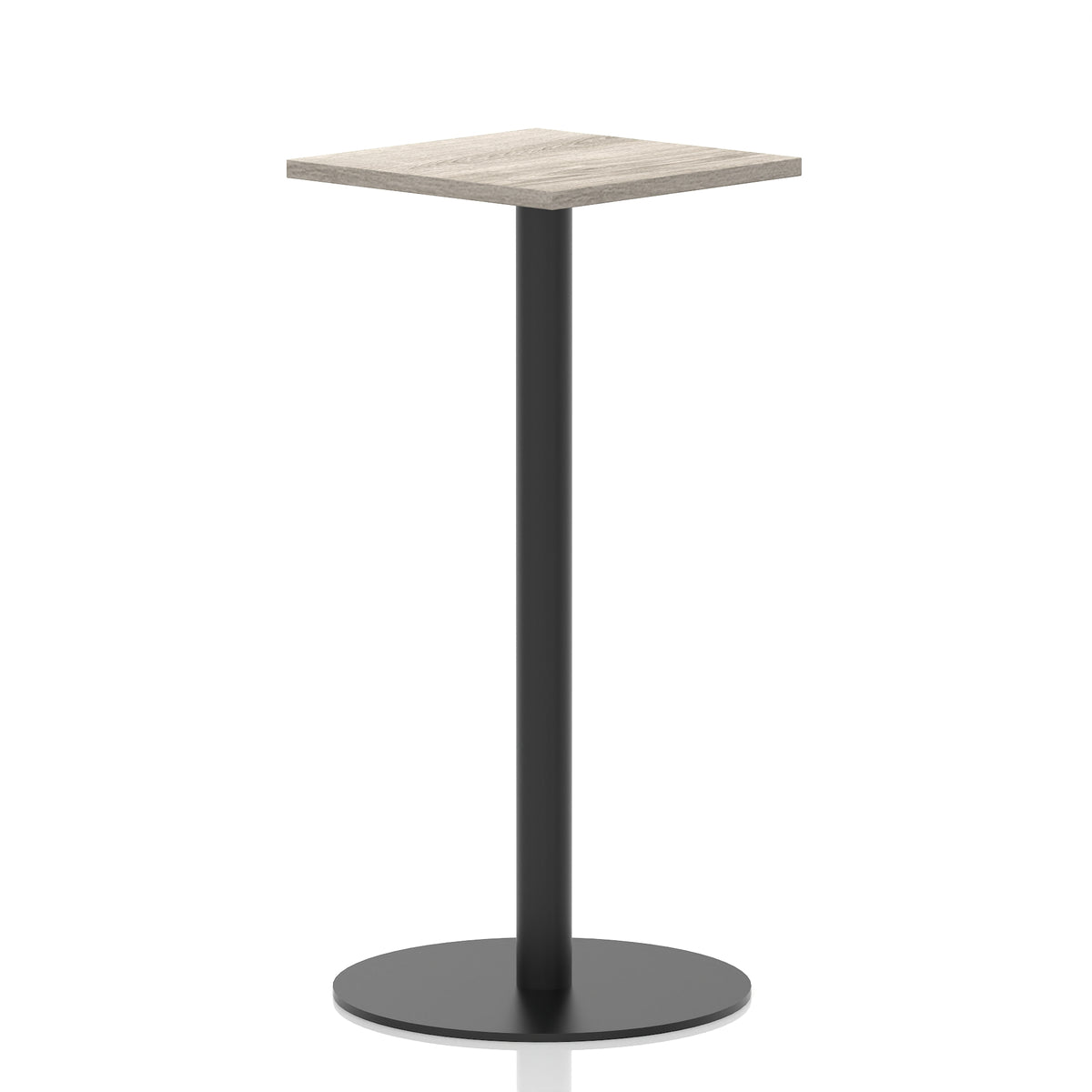 Arlo Square Poseur Table – Black Base Grey Oak 600 1145mm - Industrious Decor