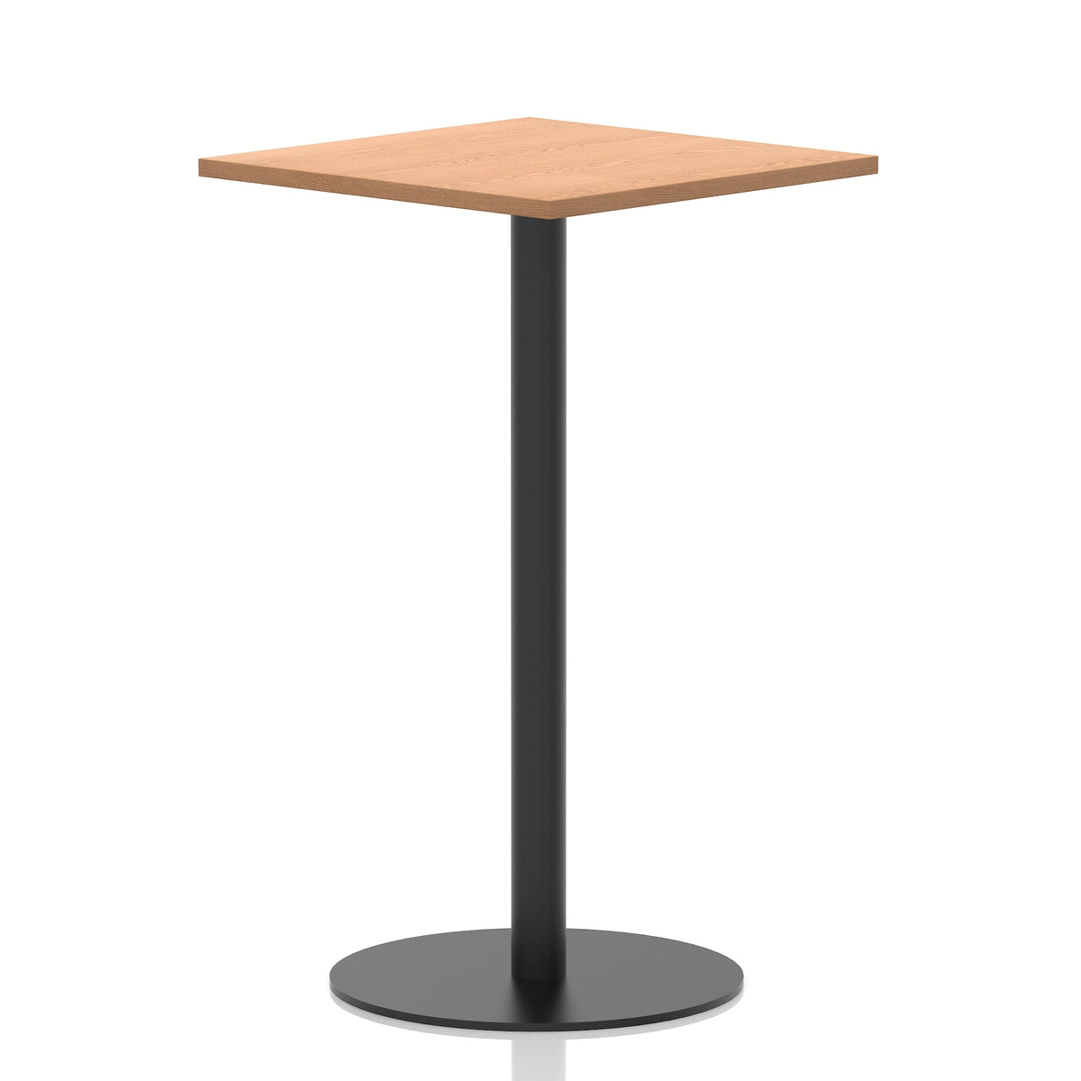 Arlo Square Poseur Table – Black Base Oak 800 1145mm - Industrious Decor