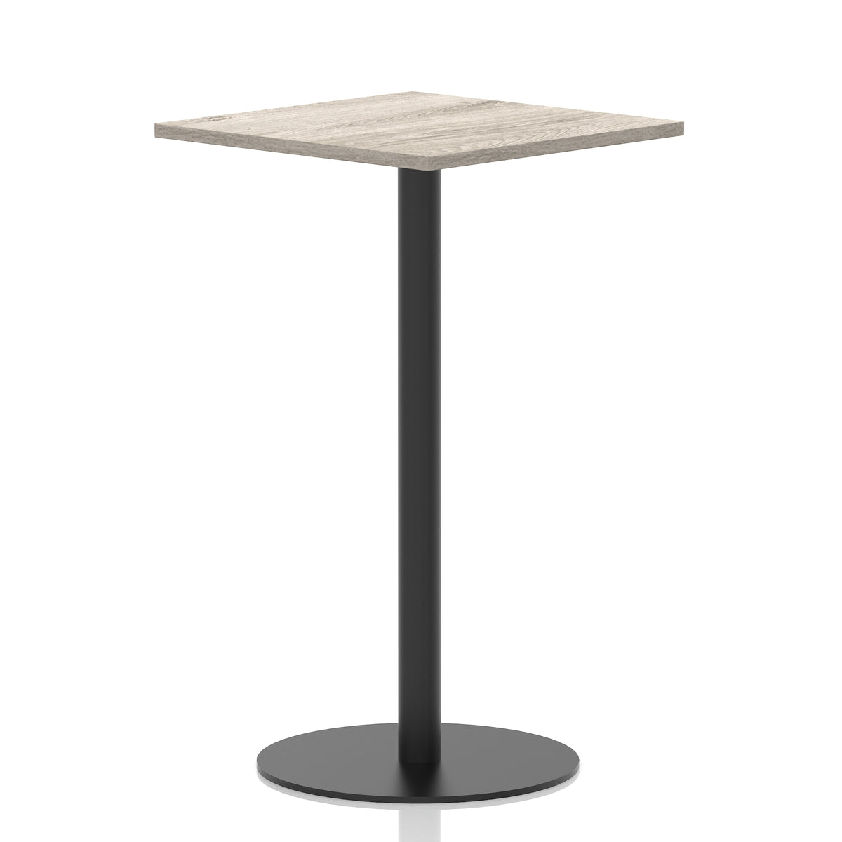 Arlo Square Poseur Table – Black Base Grey Oak 800 1145mm - Industrious Decor