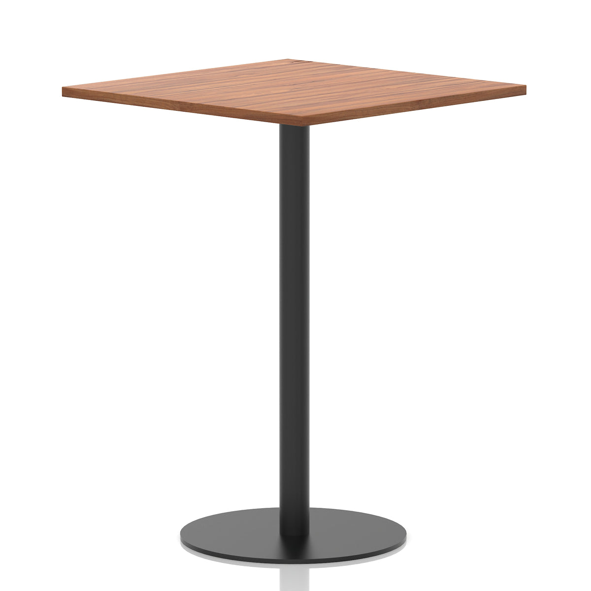 Arlo Square Poseur Table – Black Base Walnut 1000 1145mm - Industrious Decor