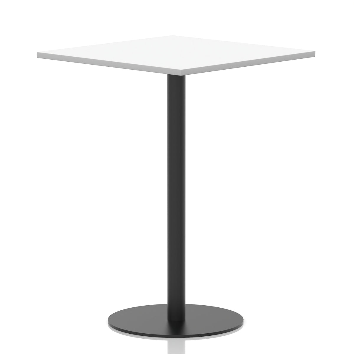 Arlo Square Poseur Table – Black Base White 1000 1145mm - Industrious Decor