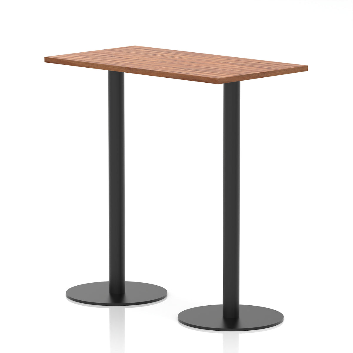 Arlo Slimline Rectangular Poseur Table – Black Base Walnut 1200 1145mm - Industrious Decor