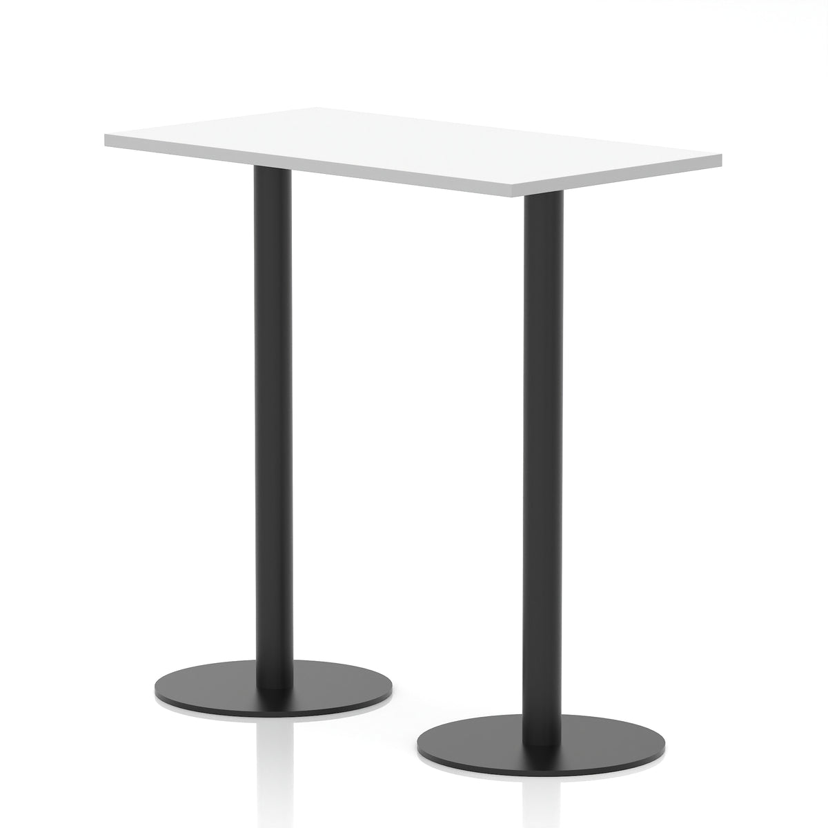 Arlo Slimline Rectangular Poseur Table – Black Base White 1200 1145mm - Industrious Decor