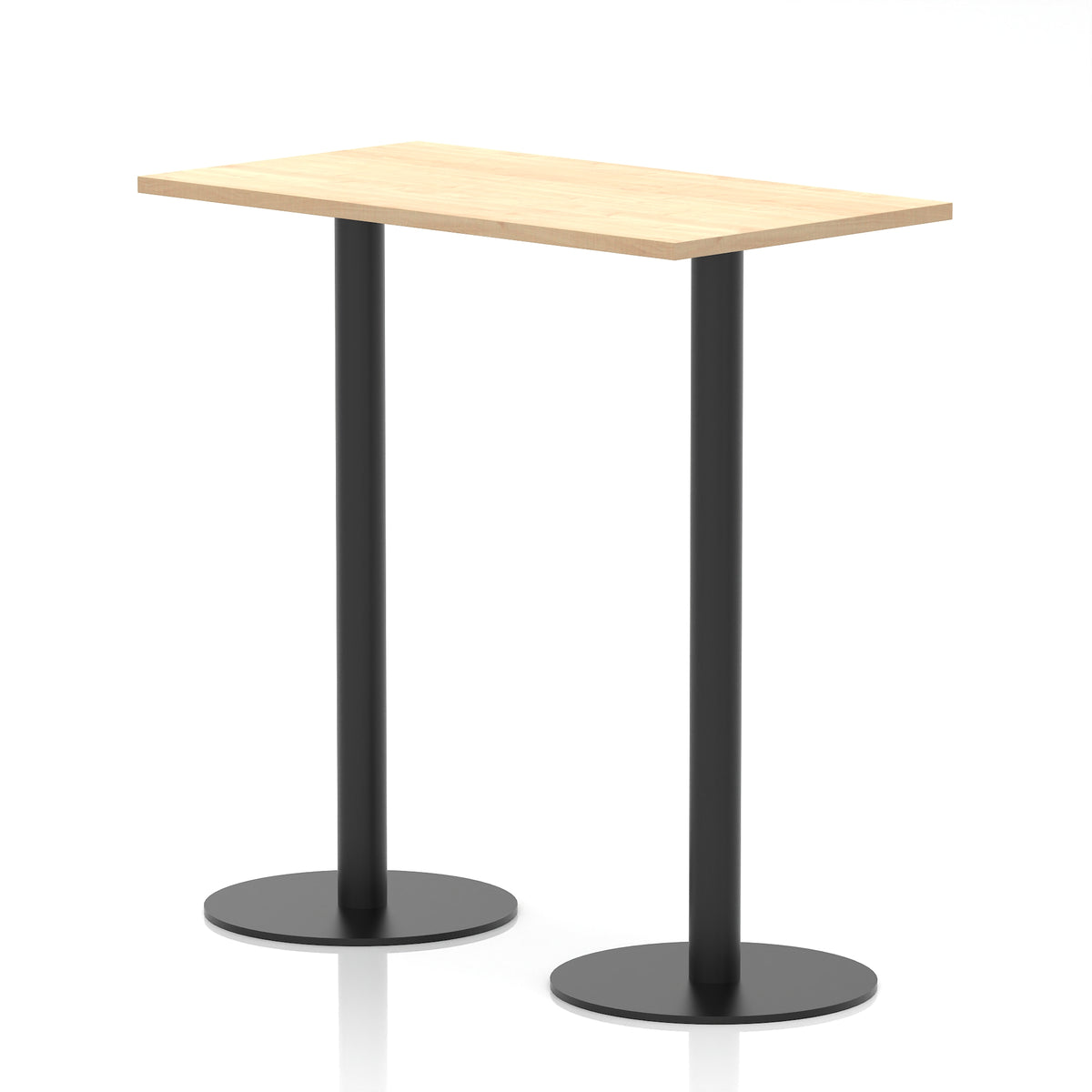 Arlo Slimline Rectangular Poseur Table – Black Base Maple 1200 1145mm - Industrious Decor