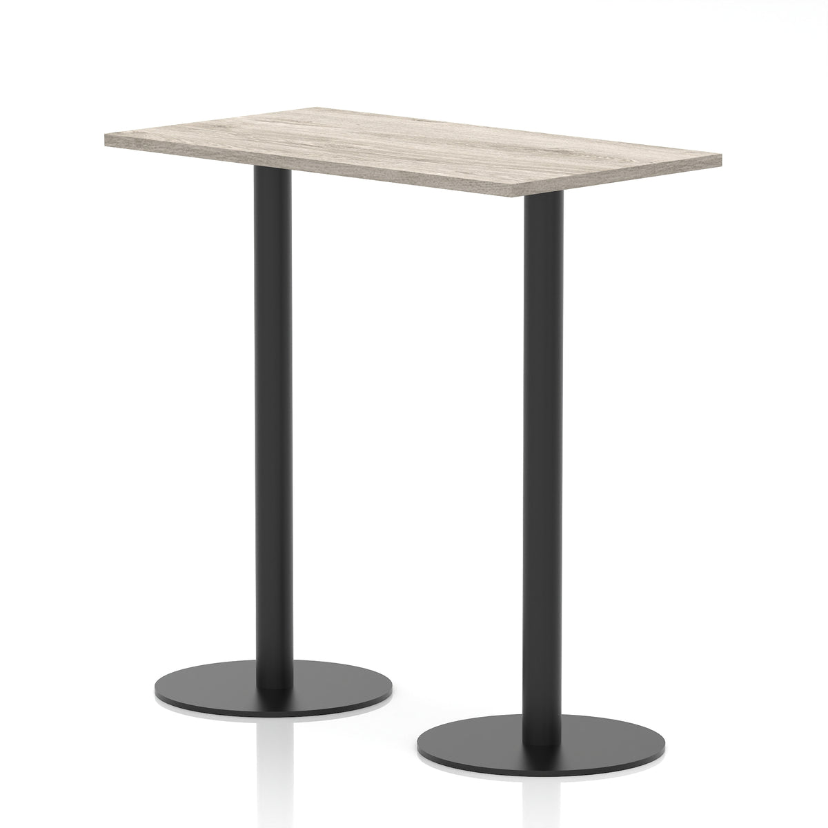 Arlo Slimline Rectangular Poseur Table – Black Base Grey Oak 1200 1145mm - Industrious Decor