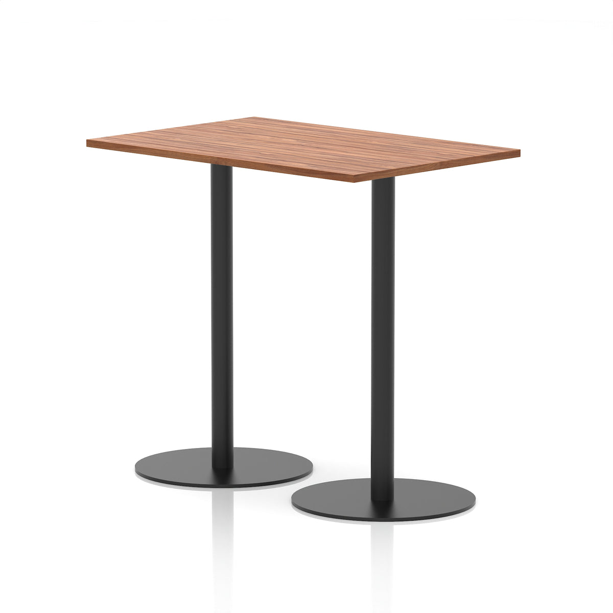 Arlo Rectangular Poseur Table – Black Base Walnut 1200 1145mm - Industrious Decor