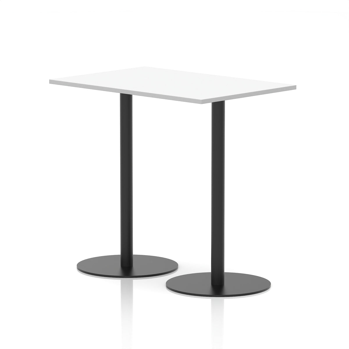 Arlo Rectangular Poseur Table – Black Base White 1200 1145mm - Industrious Decor