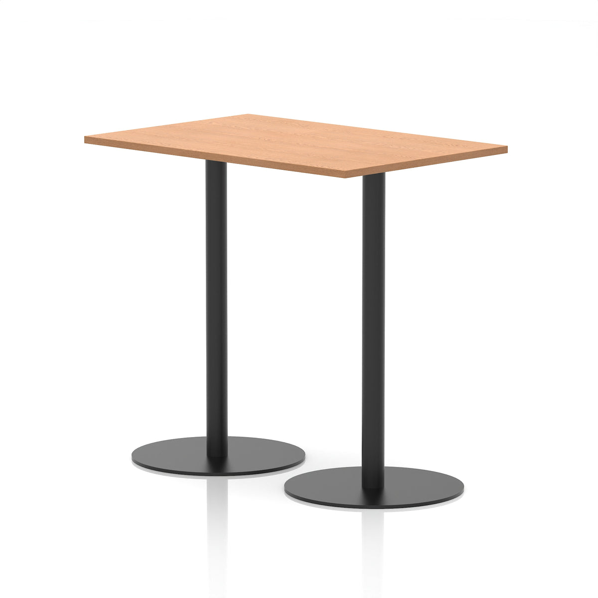 Arlo Rectangular Poseur Table – Black Base Oak 1200 1145mm - Industrious Decor