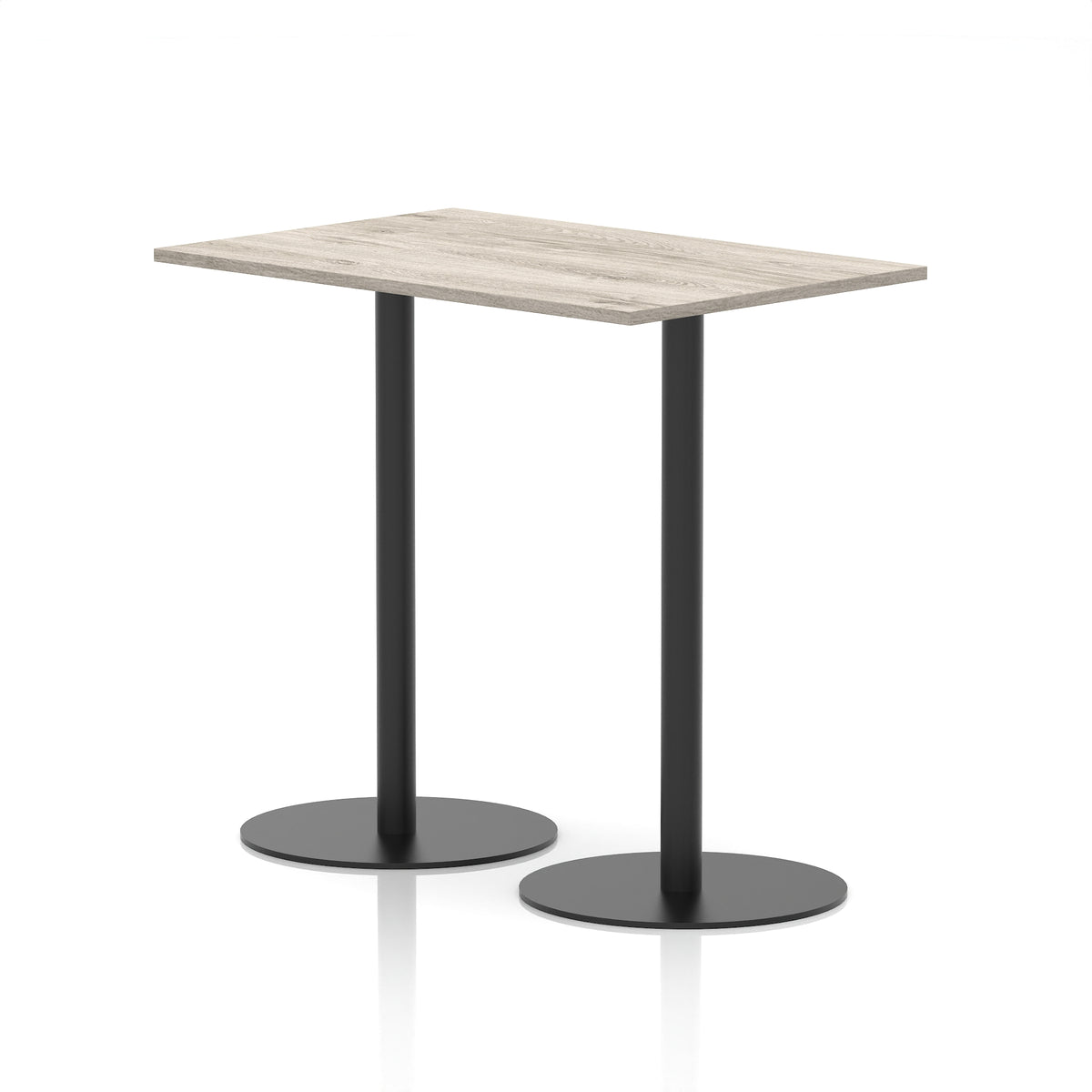 Arlo Rectangular Poseur Table – Black Base Grey Oak 1200 1145mm - Industrious Decor