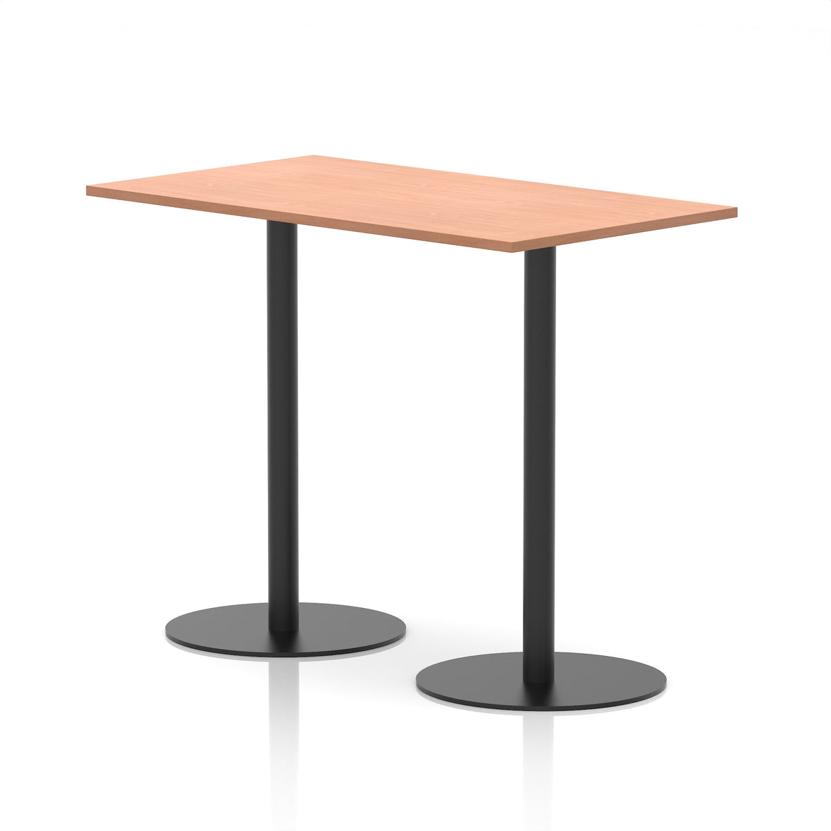 Arlo Rectangular Poseur Table – Black Base Beech 1400 1145mm - Industrious Decor